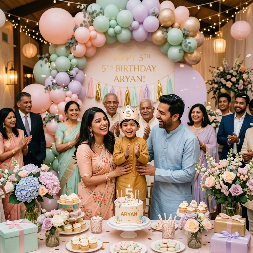 Happy Indian Family at Birthday