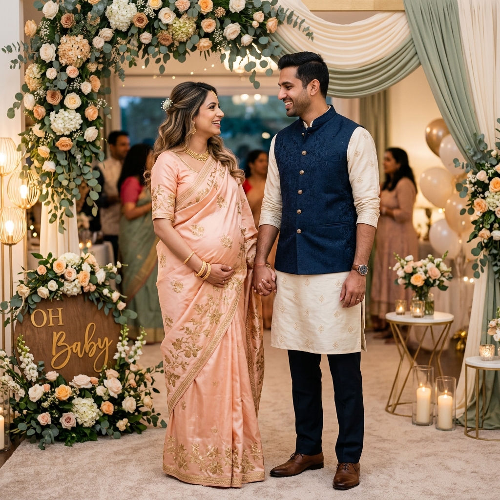 Indian Couple at Baby Shower